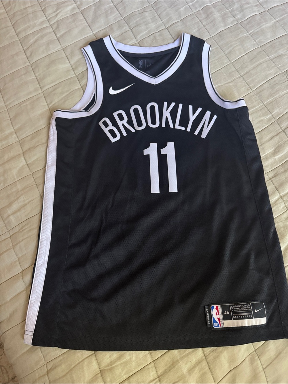 Nike Brooklyn #11 Kyrie Irving Jersey in Black and White